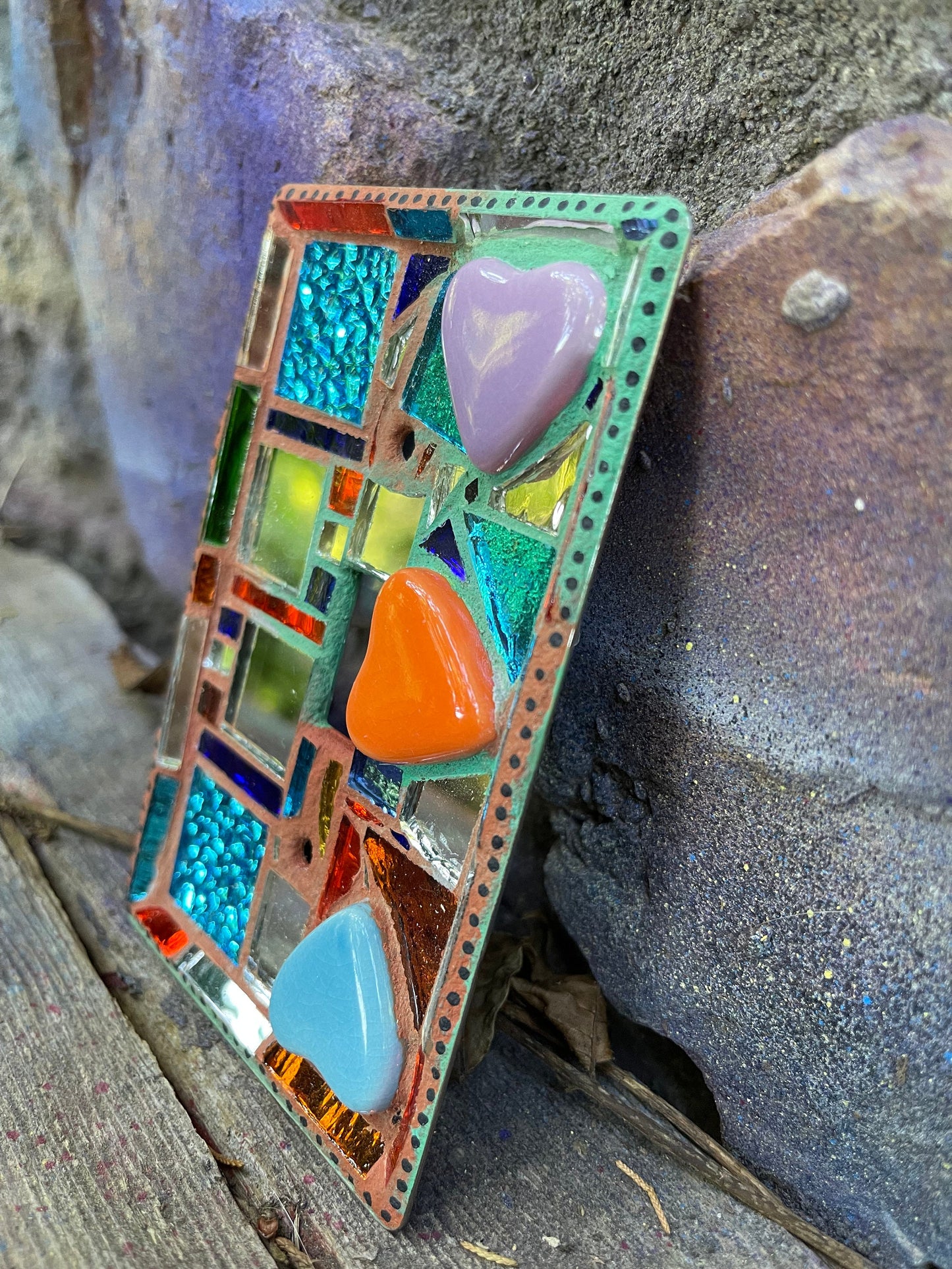 Heart Light Switch Cover, Fancy Light Switch Cover, Mosaic Switch Cover, Contemporary Sparkly Mosaic Switch Cover, One Toggle Switch Cover