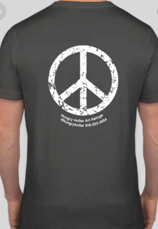 Hungry Holler t-shirts, Bella+Canvas t-shirt, Peace Sign t-shirt, White Ink Peace Sign t-shirt